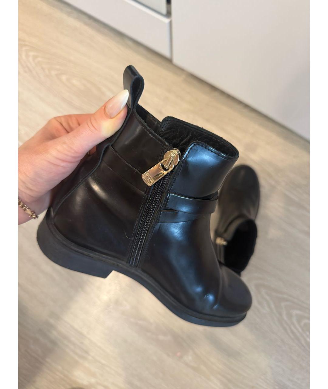 TOMMY HILFIGER Черные кожаные ботильоны, фото 4