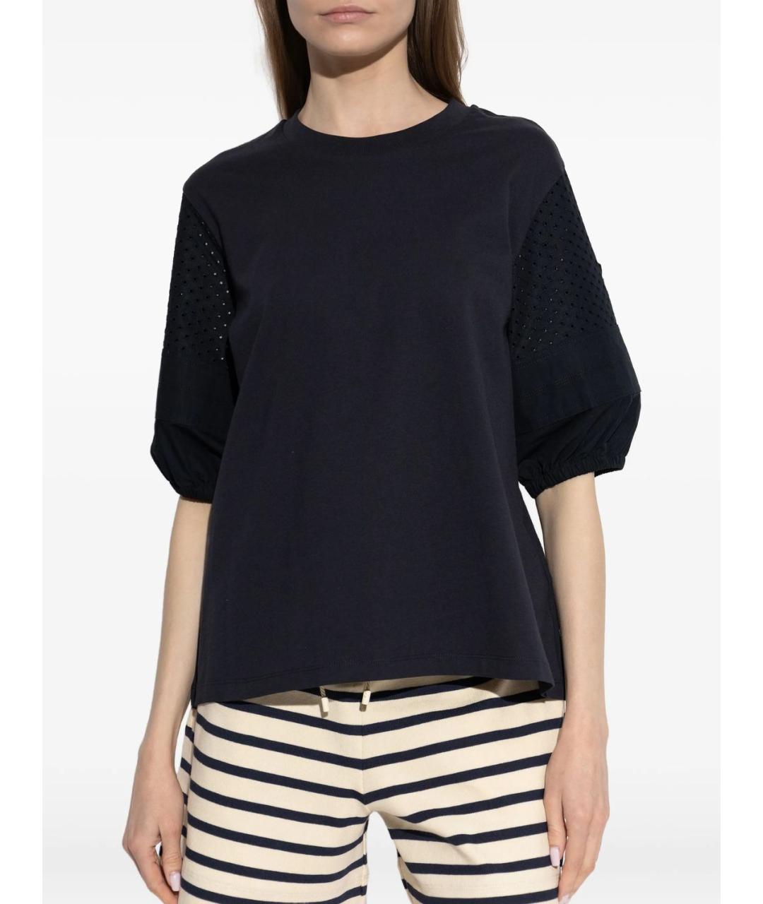 MONCLER Темно-синяя хлопковая футболка, фото 3