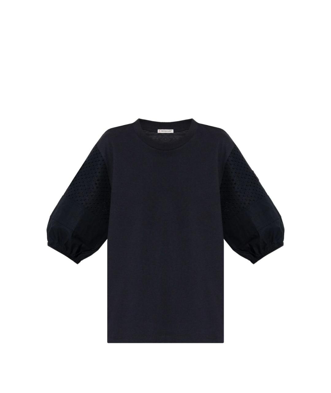 MONCLER Темно-синяя хлопковая футболка, фото 1