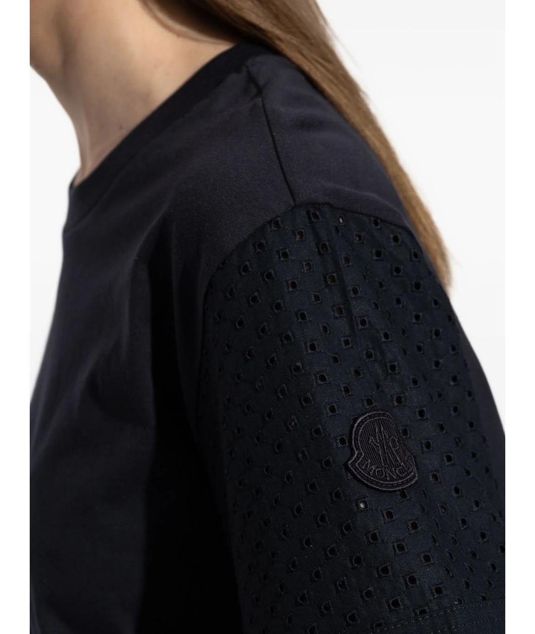 MONCLER Темно-синяя хлопковая футболка, фото 2