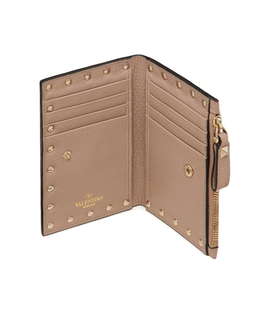 VALENTINO Бежевый кожаный кардхолдер, фото 3