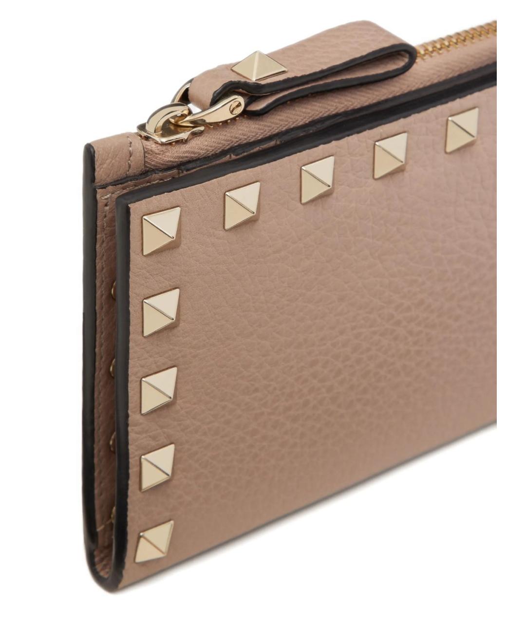 VALENTINO Бежевый кожаный кардхолдер, фото 2