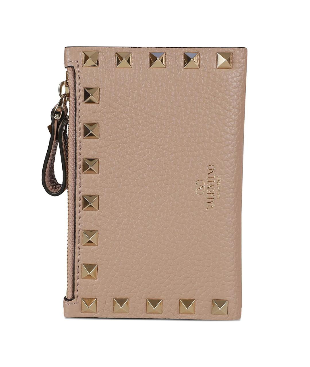VALENTINO Бежевый кожаный кардхолдер, фото 1