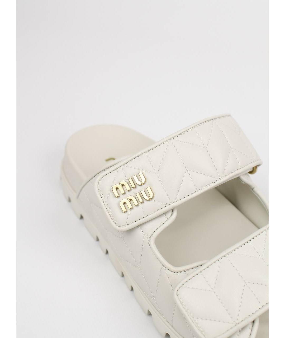 MIU MIU Белые кожаные сандалии, фото 3