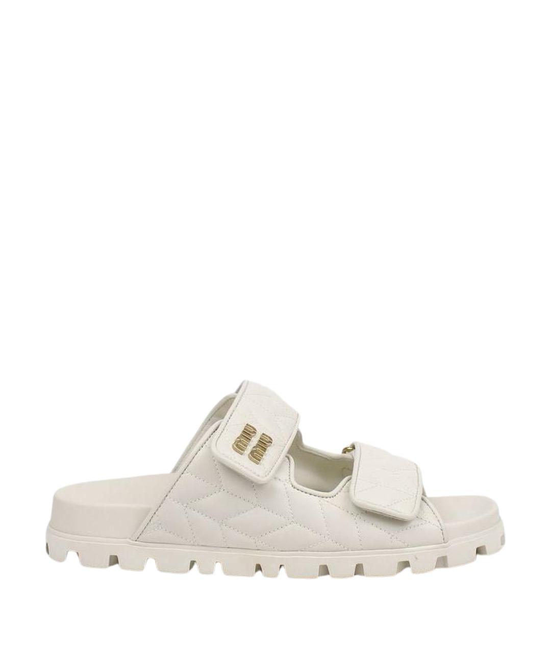 MIU MIU Белые кожаные сандалии, фото 1