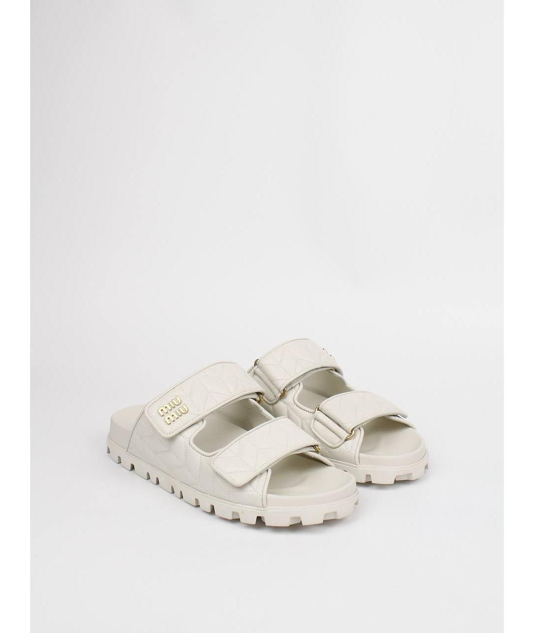 MIU MIU Белые кожаные сандалии, фото 2