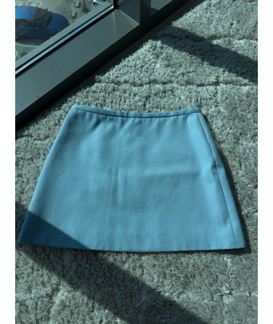 MACH&MACH Голубая шерстяная юбка мини, фото 3