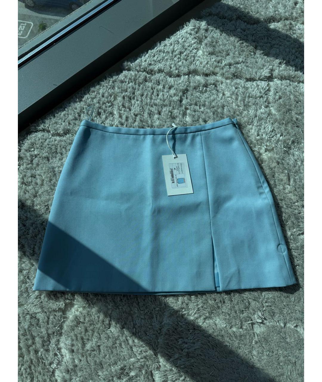 MACH&MACH Голубая шерстяная юбка мини, фото 2
