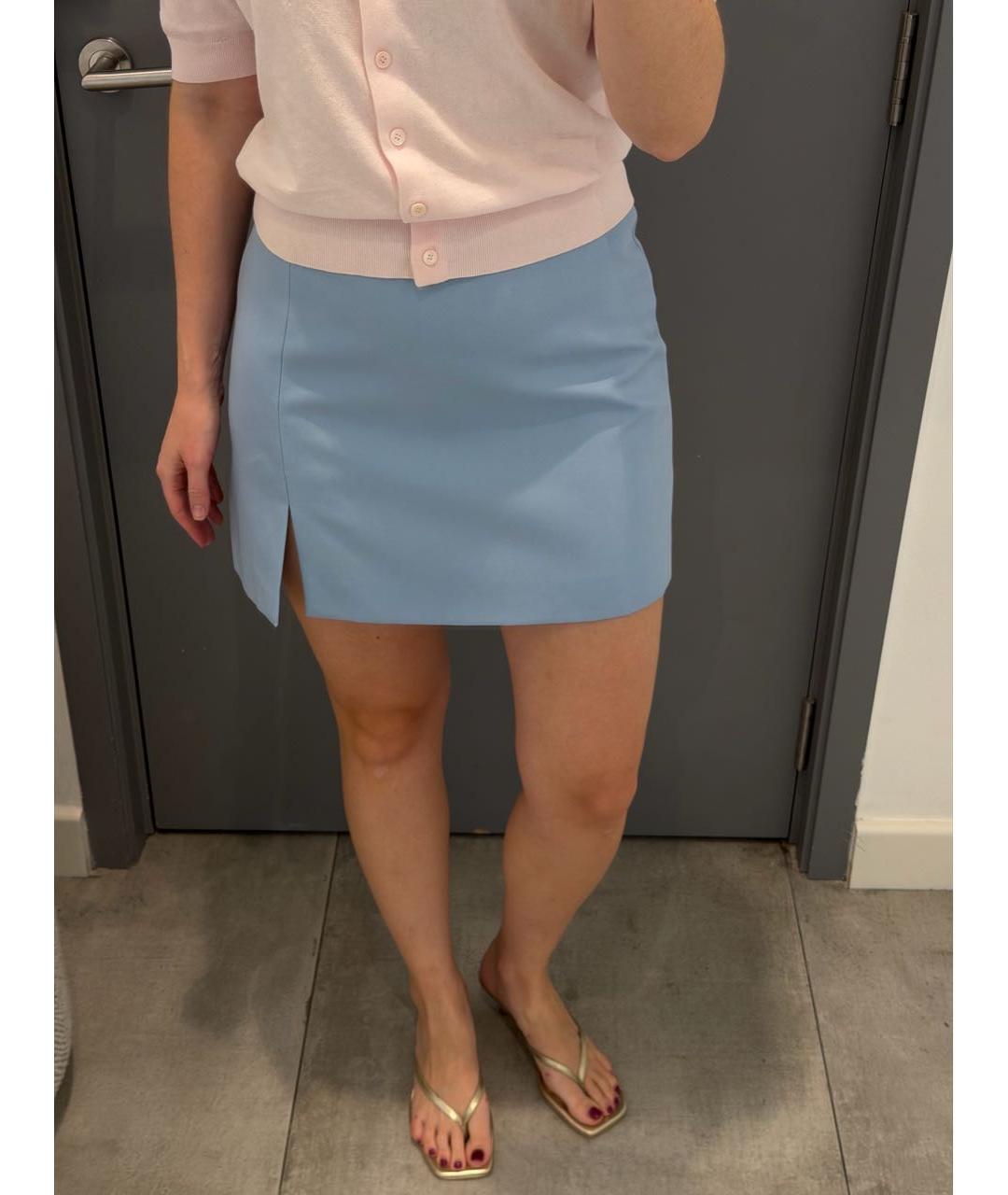 MACH&MACH Голубая шерстяная юбка мини, фото 6