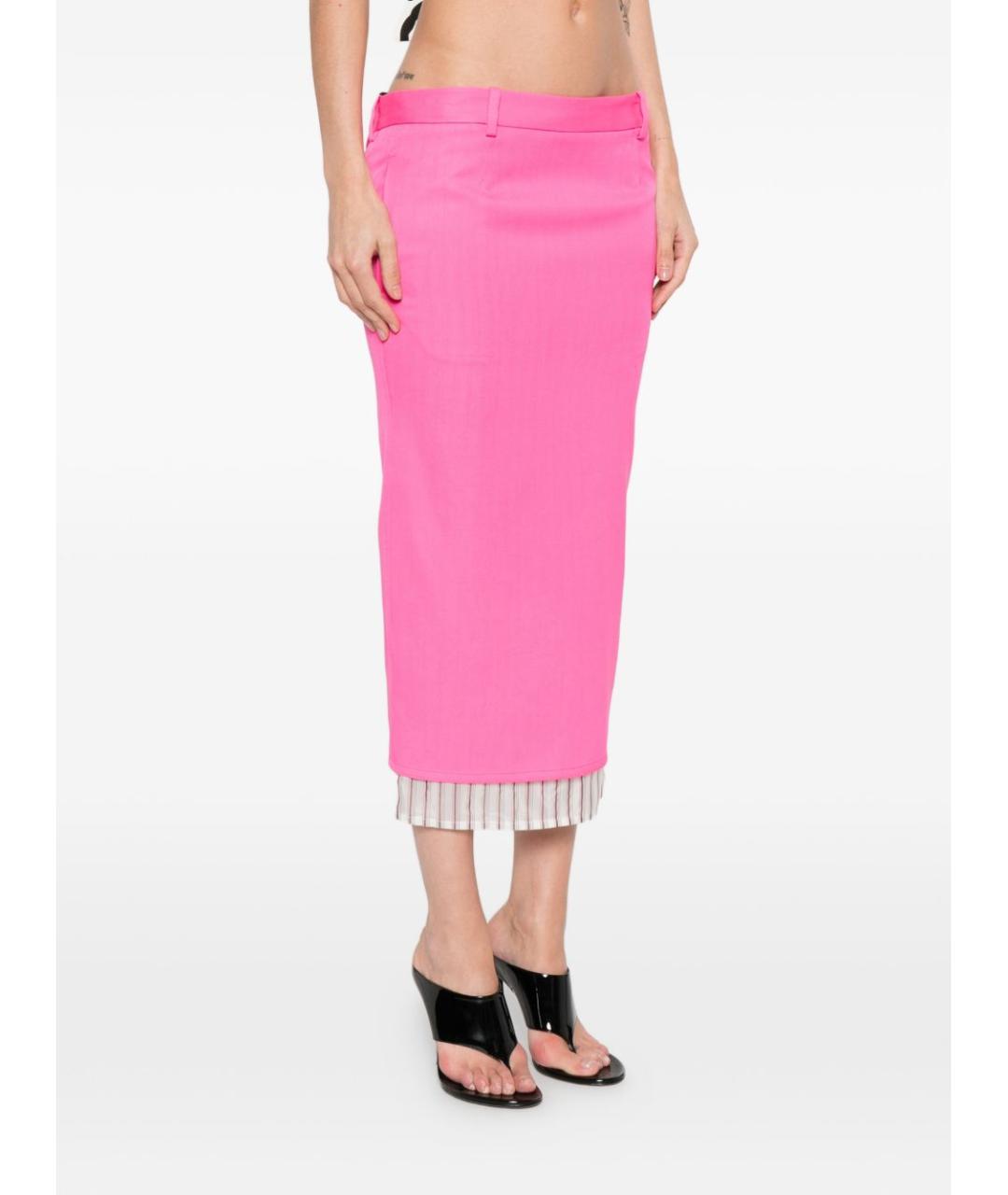 THE ATTICO Розовая шерстяная юбка миди, фото 2