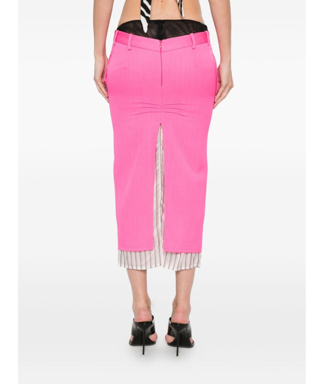 THE ATTICO Розовая шерстяная юбка миди, фото 4