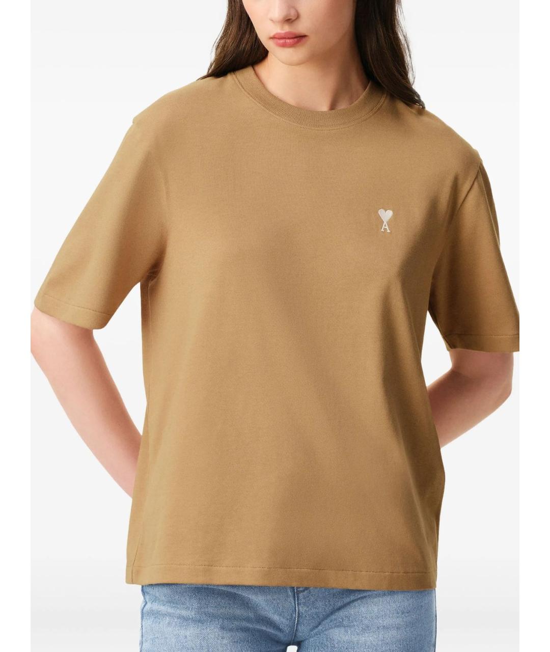 Ami Paris Бежевая хлопковая футболка, фото 3