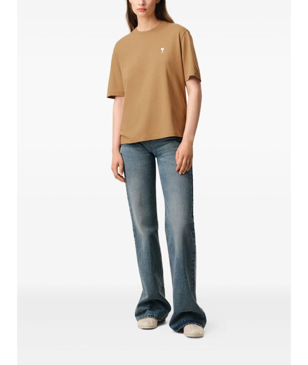 Ami Paris Бежевая хлопковая футболка, фото 2