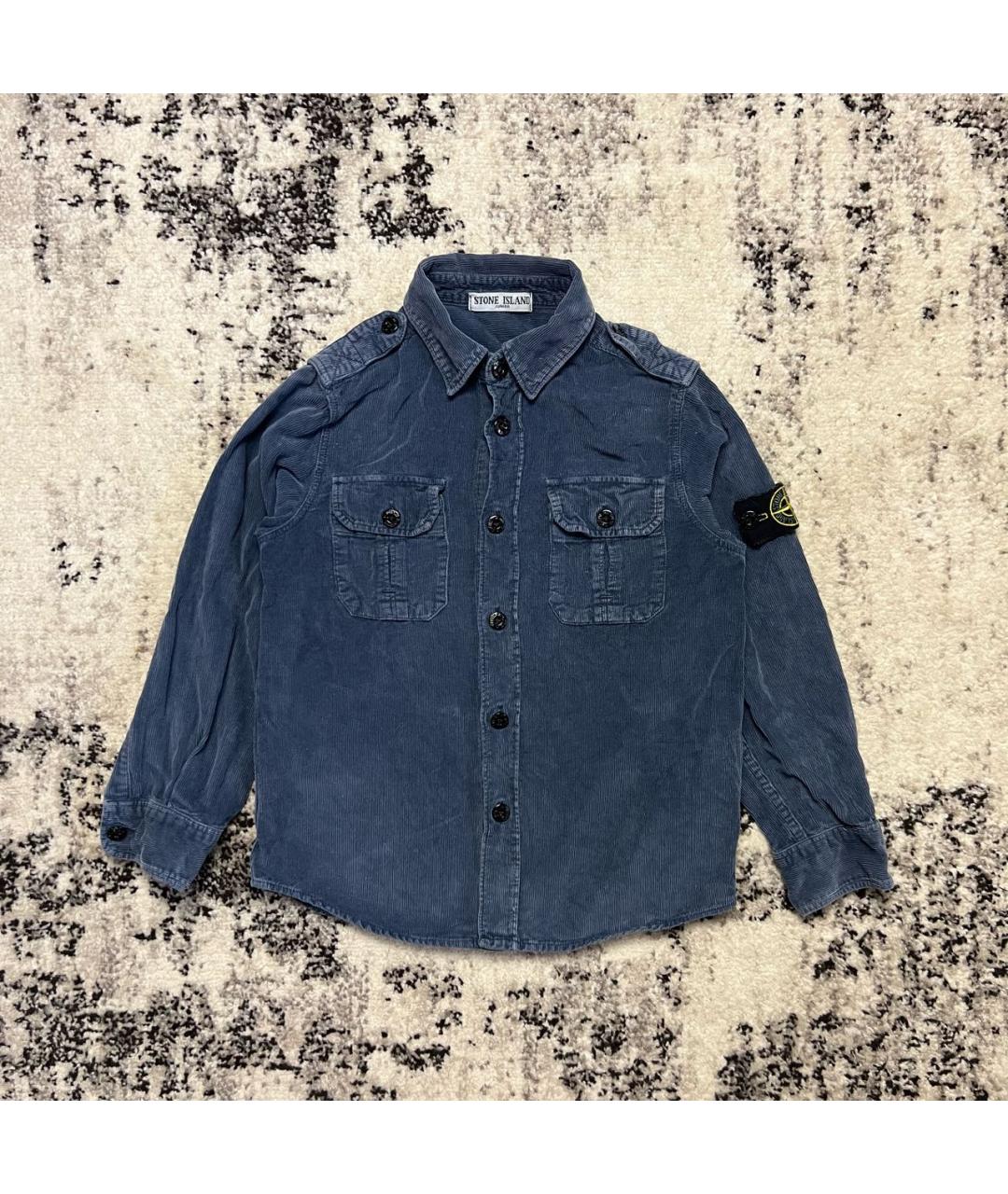 STONE ISLAND Темно-синяя хлопковая детская рубашка, фото 6