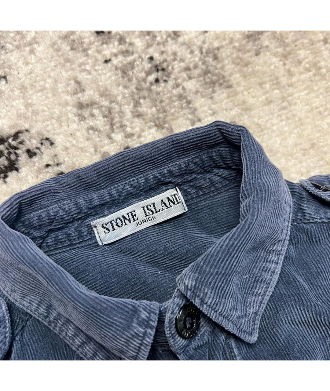 STONE ISLAND Темно-синяя хлопковая детская рубашка, фото 4