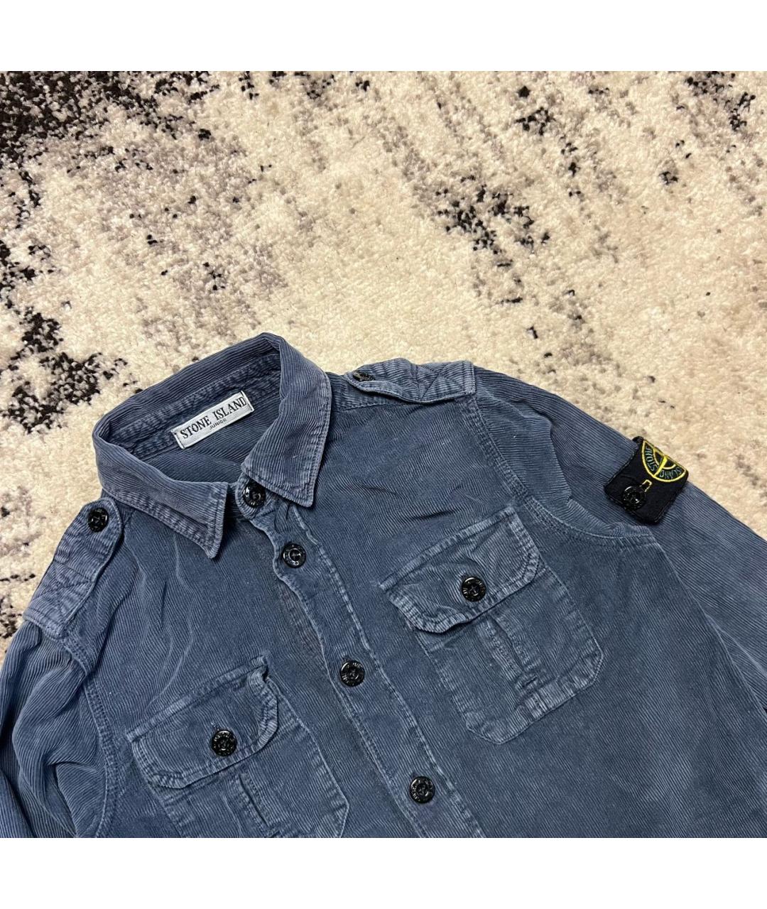 STONE ISLAND Темно-синяя хлопковая детская рубашка, фото 2
