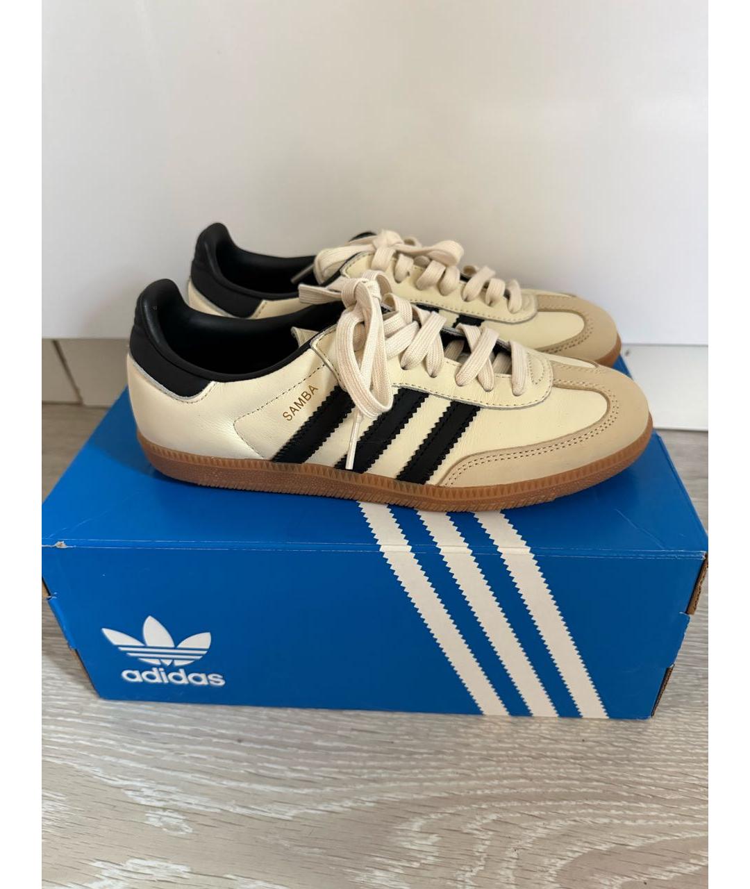 ADIDAS Бежевые кожаные кроссовки, фото 7