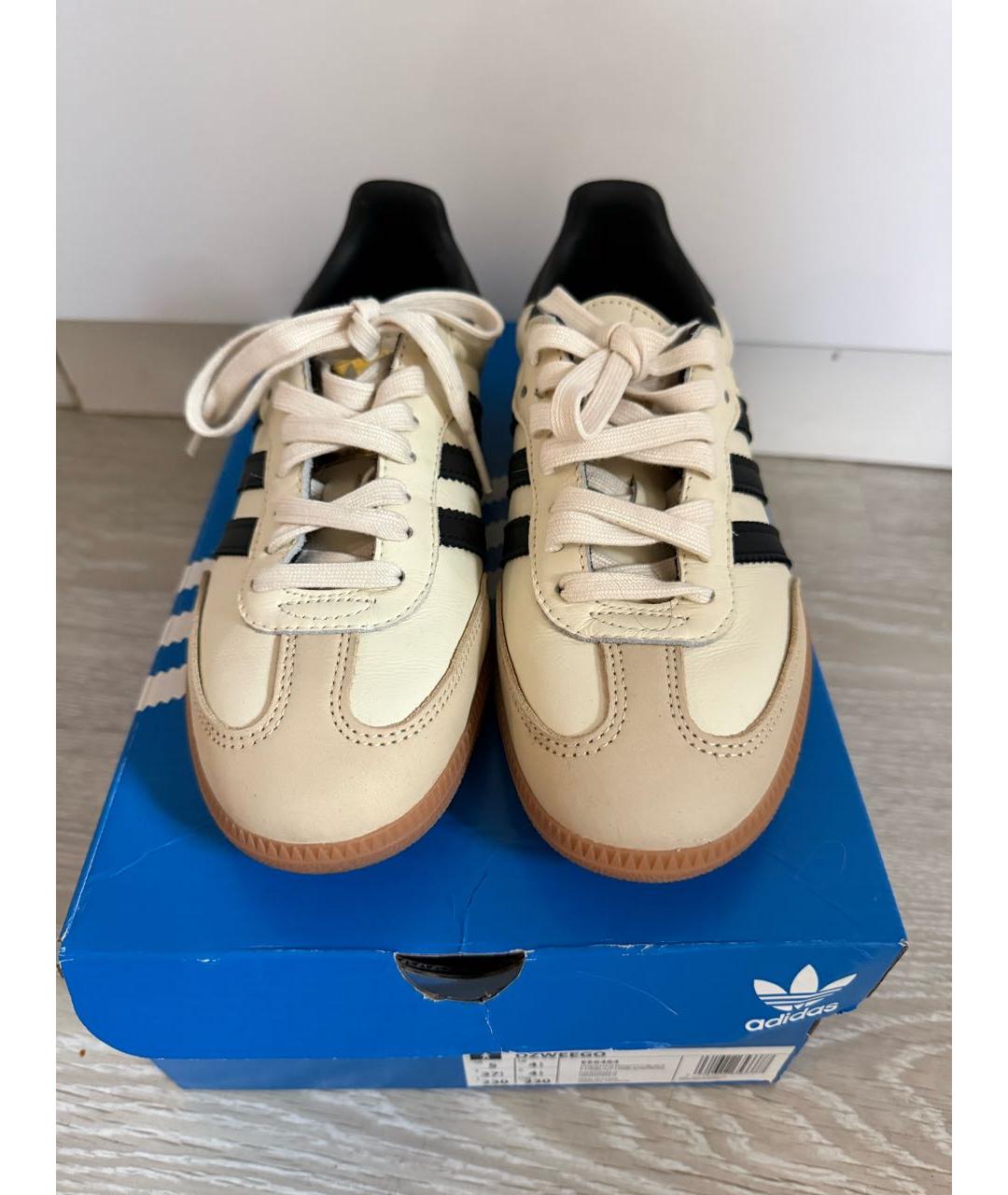 ADIDAS Бежевые кожаные кроссовки, фото 2