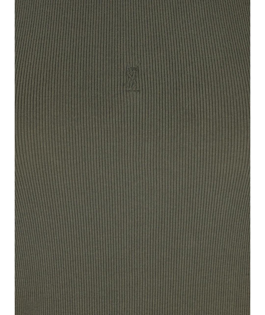 SAINT LAURENT Хаки хлопковая майка, фото 3