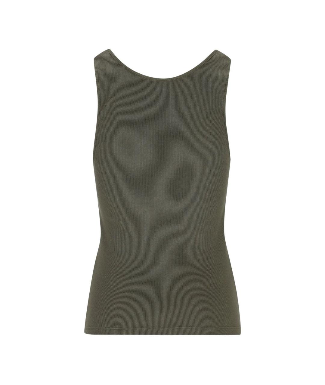 SAINT LAURENT Хаки хлопковая майка, фото 2