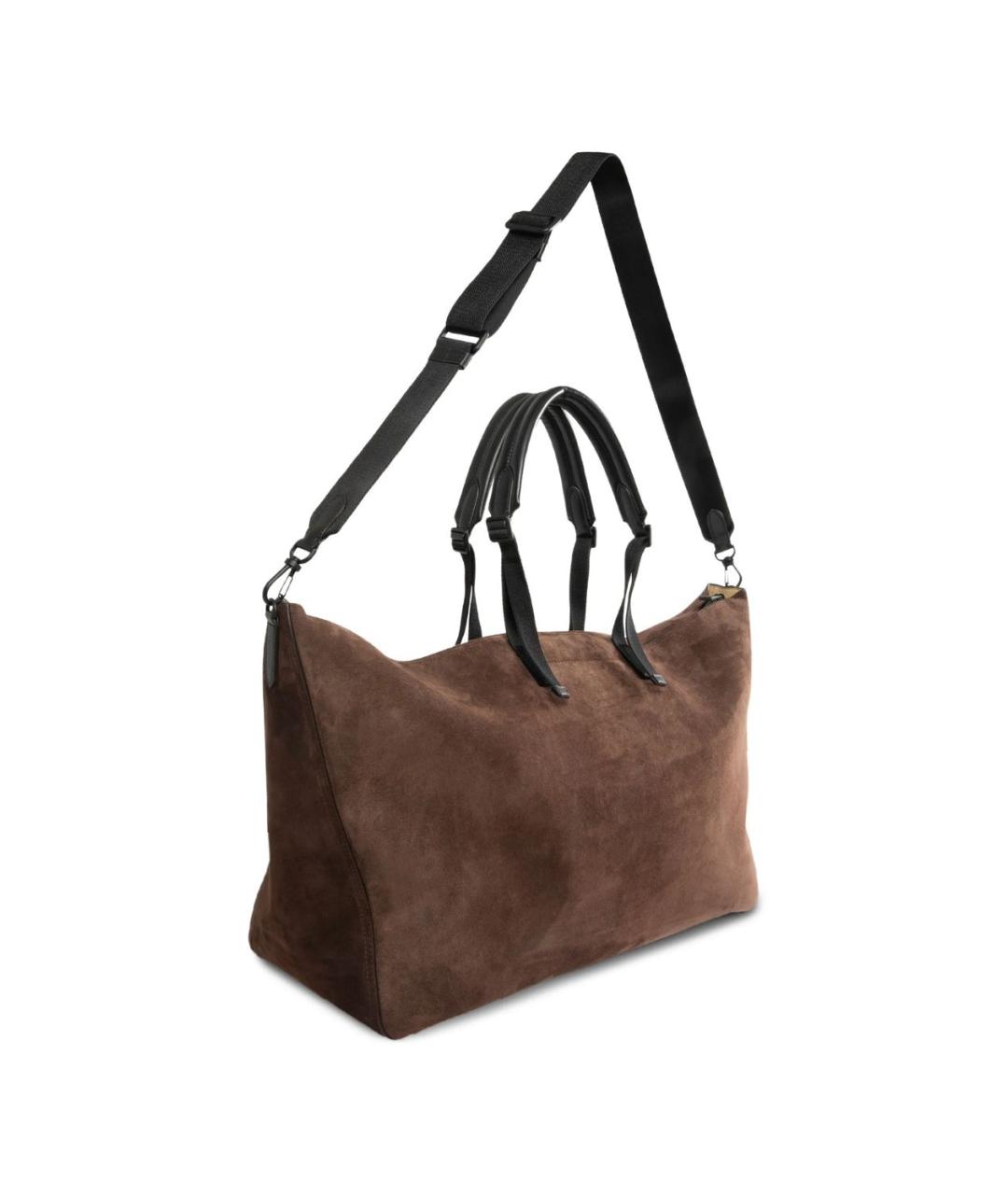 MONCLER Коричневая замшевая сумка тоут, фото 2