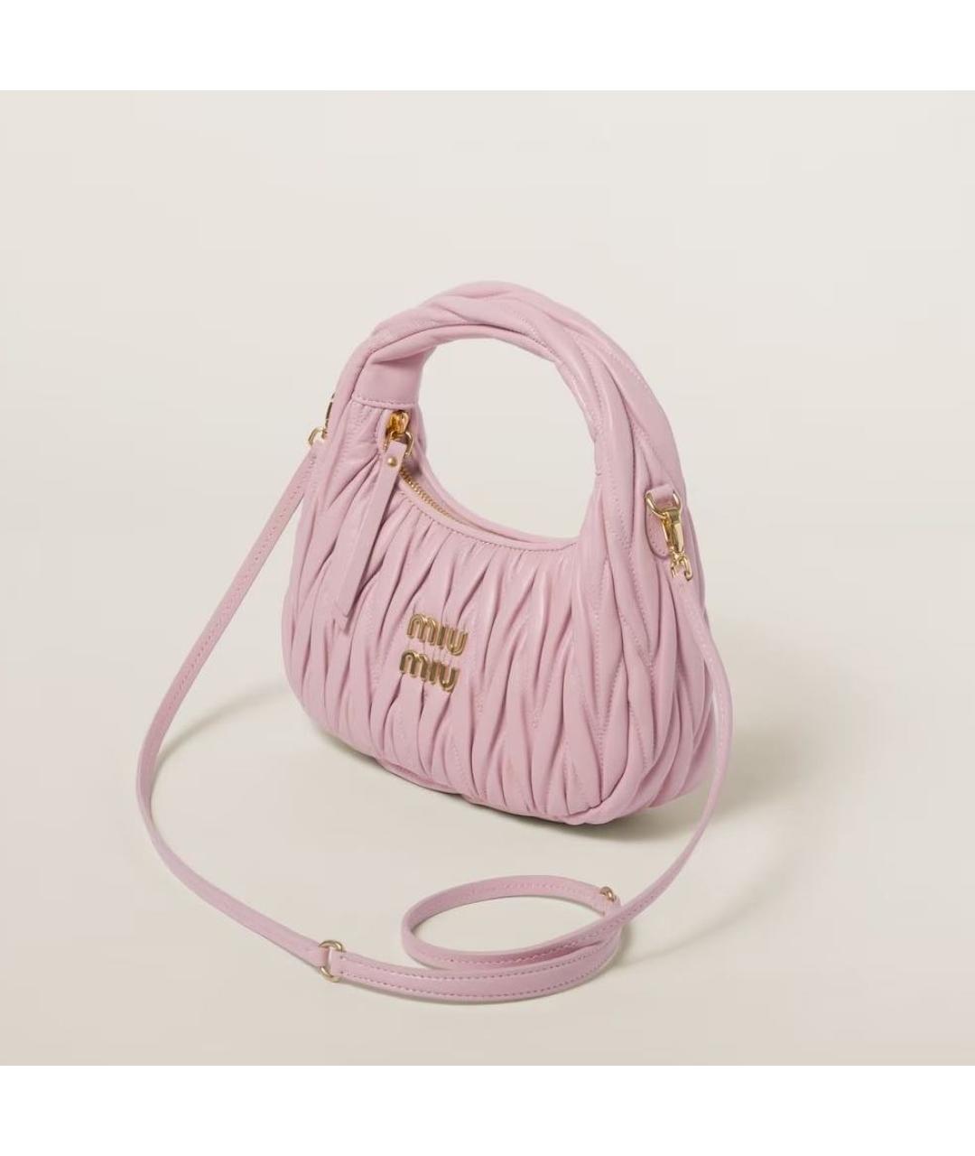 MIU MIU Розовая кожаная сумка с короткими ручками, фото 4