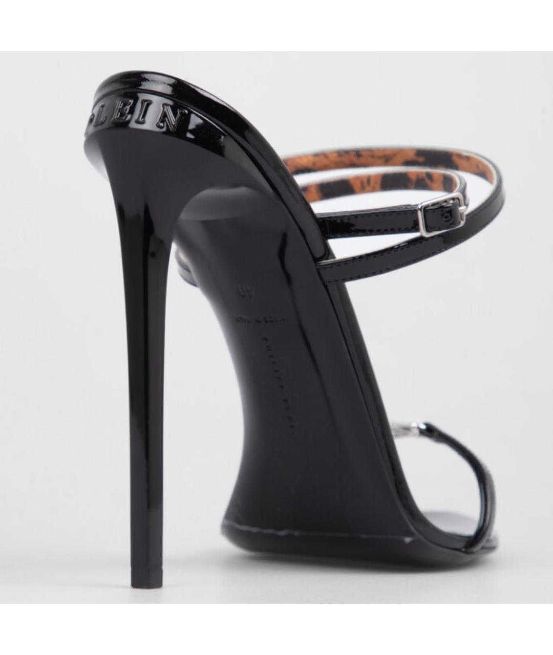 PHILIPP PLEIN Черные босоножки из лакированной кожи, фото 5
