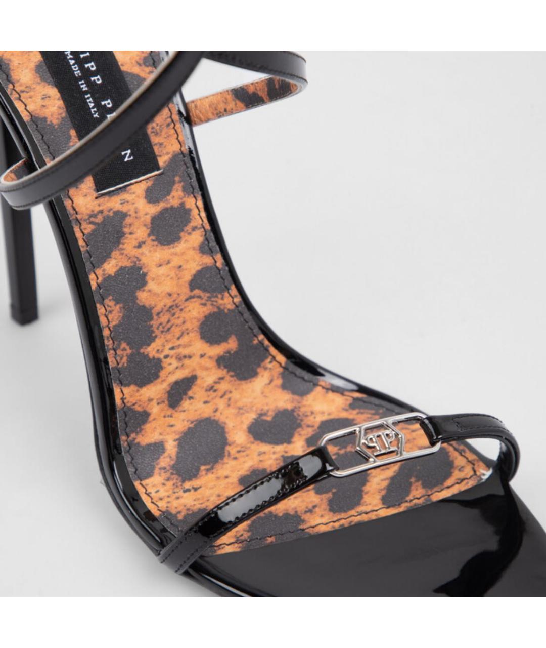 PHILIPP PLEIN Черные босоножки из лакированной кожи, фото 4