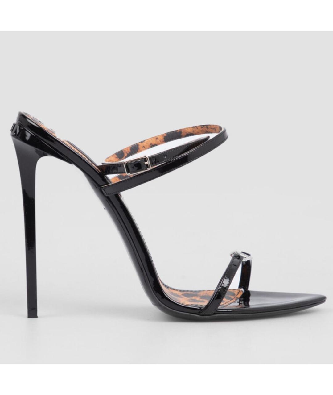 PHILIPP PLEIN Черные босоножки из лакированной кожи, фото 6