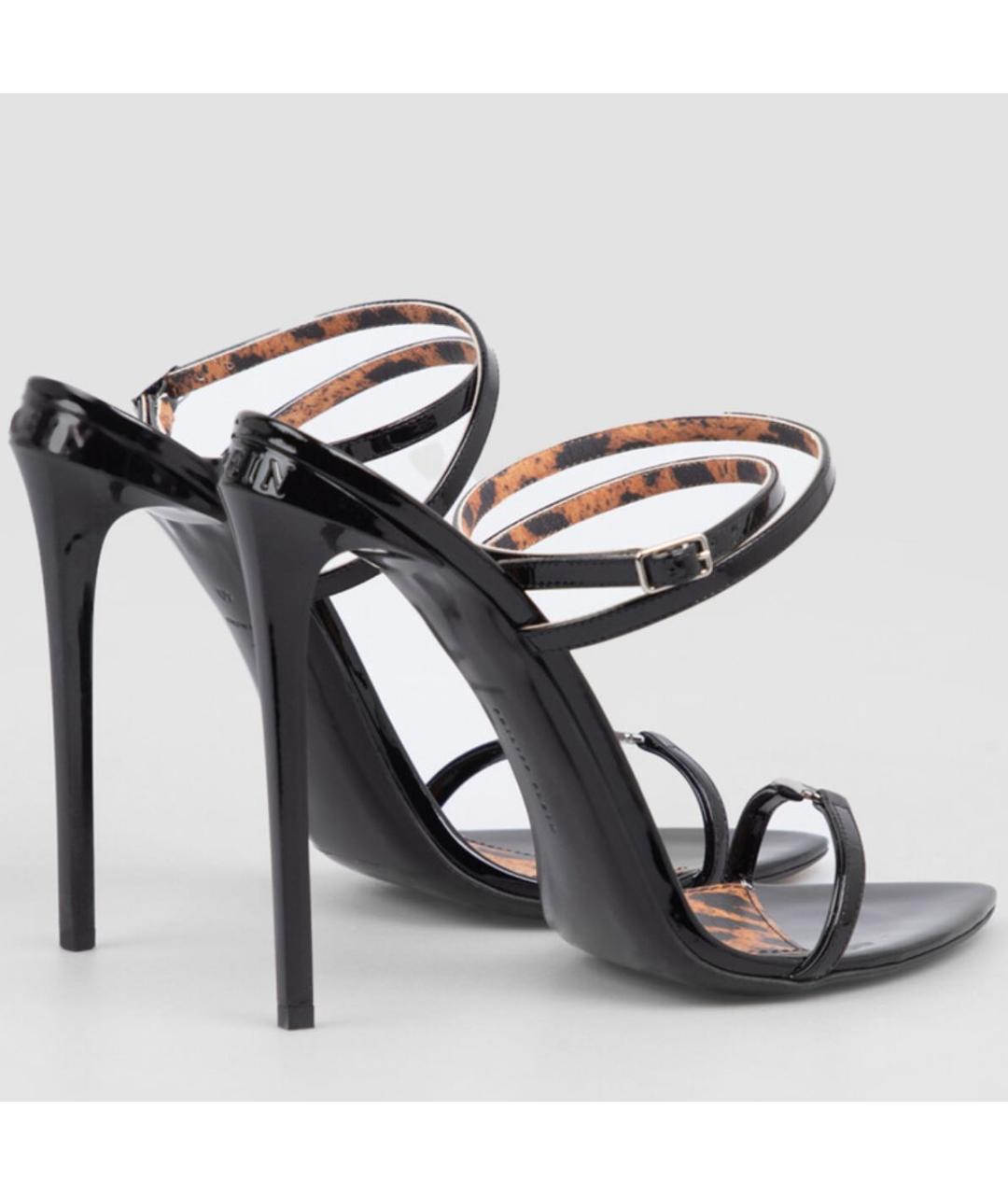 PHILIPP PLEIN Черные босоножки из лакированной кожи, фото 3