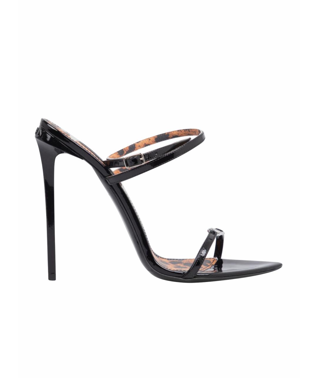 PHILIPP PLEIN Черные босоножки из лакированной кожи, фото 1