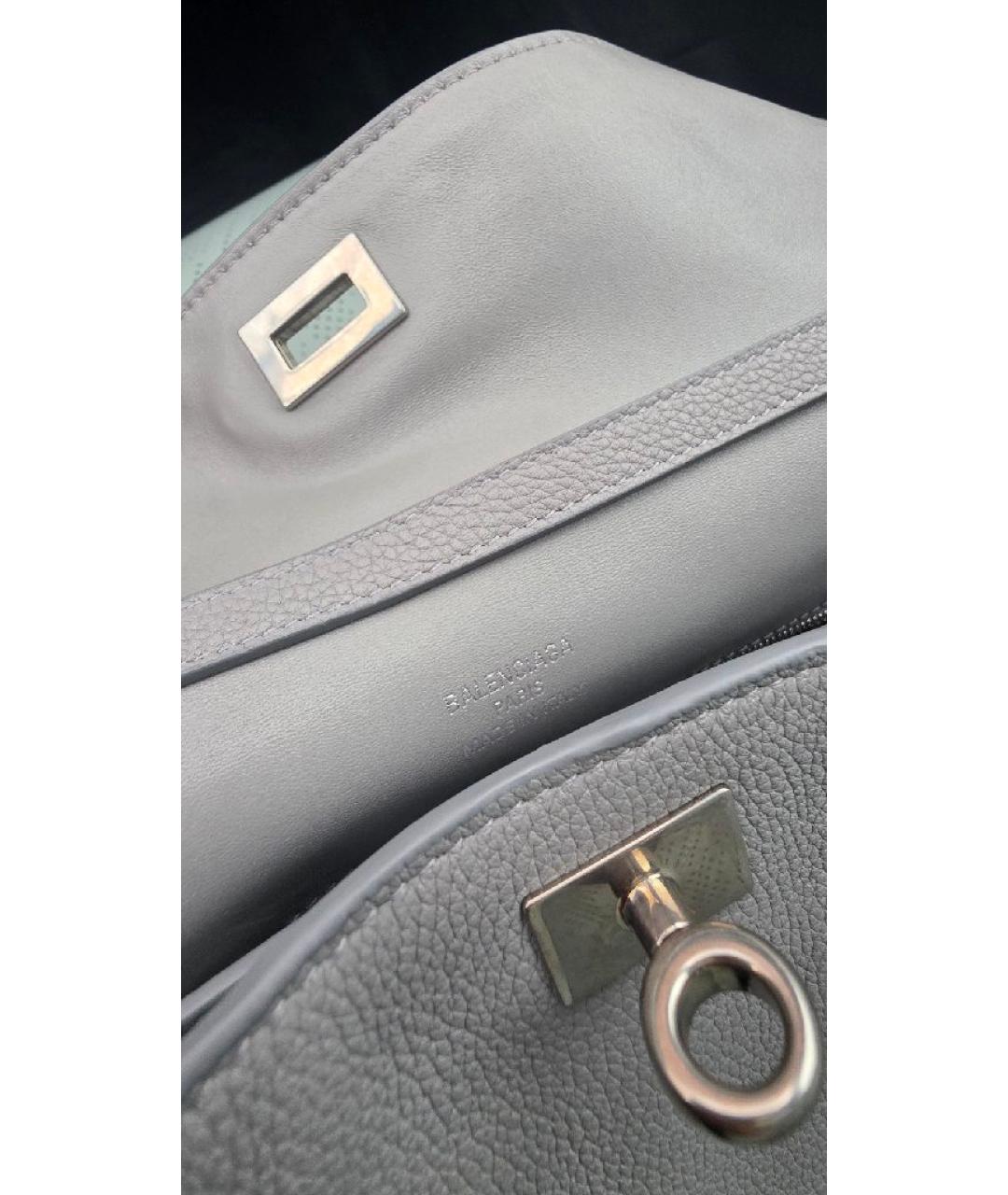 BALENCIAGA Серая кожаная сумка через плечо, фото 6