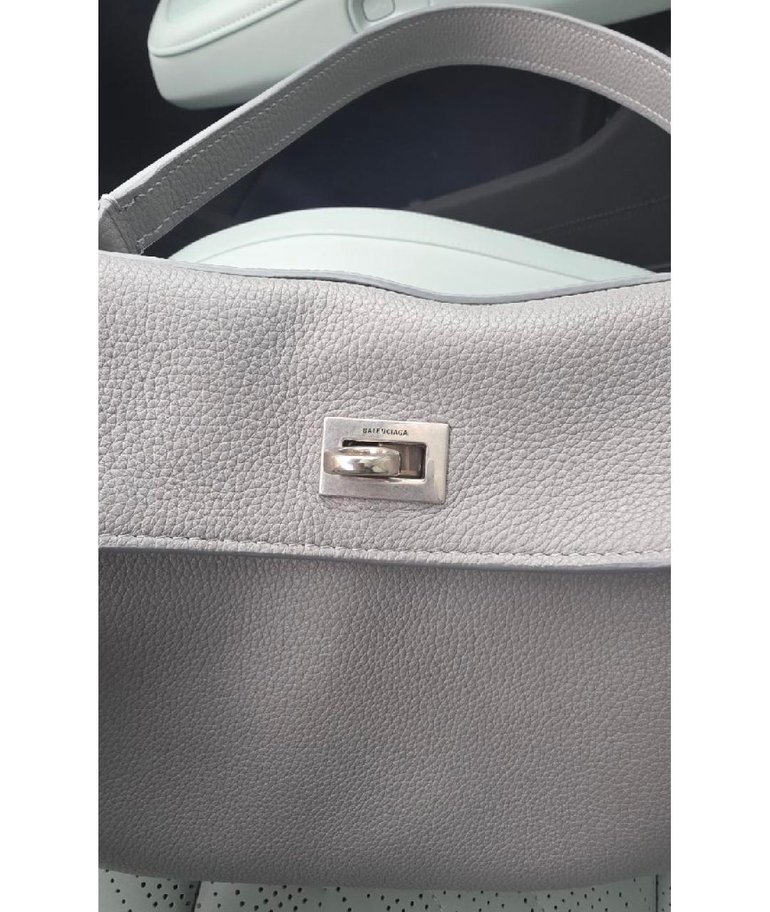 BALENCIAGA Серая кожаная сумка через плечо, фото 5