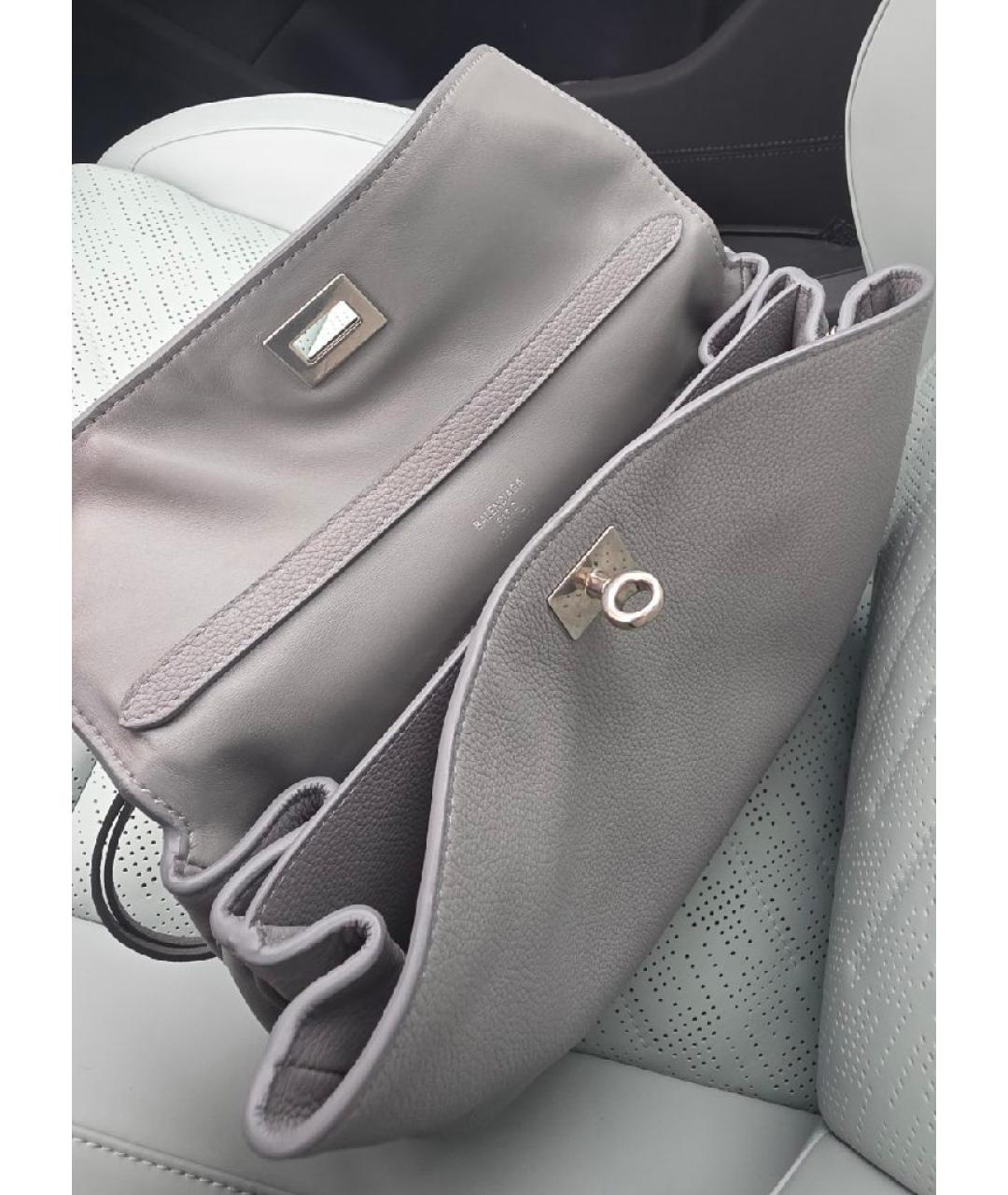 BALENCIAGA Серая кожаная сумка через плечо, фото 7
