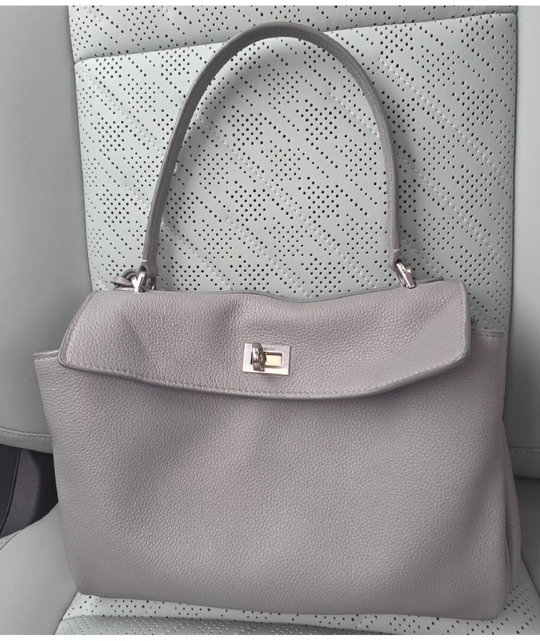 BALENCIAGA Серая кожаная сумка через плечо, фото 9