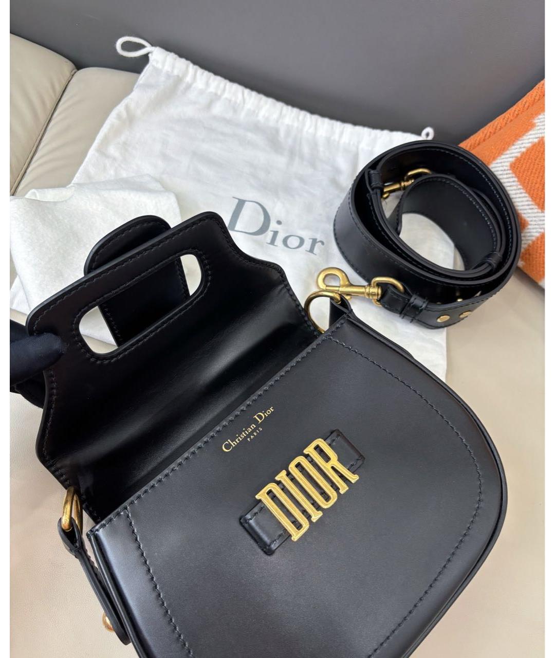 CHRISTIAN DIOR Черная кожаная сумка через плечо, фото 6
