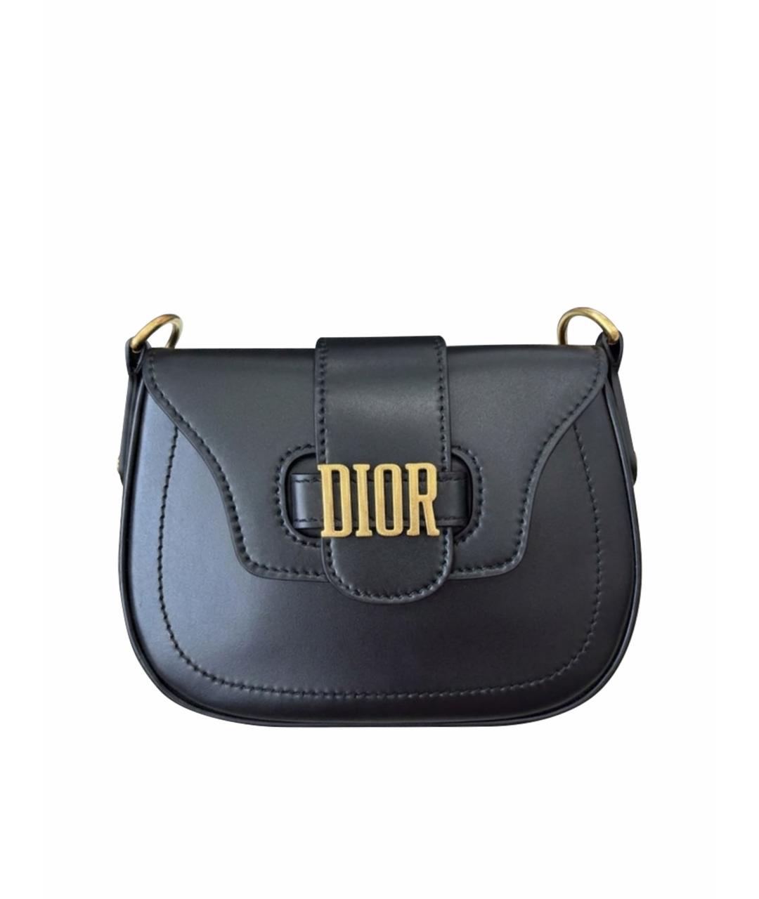 CHRISTIAN DIOR Черная кожаная сумка через плечо, фото 1