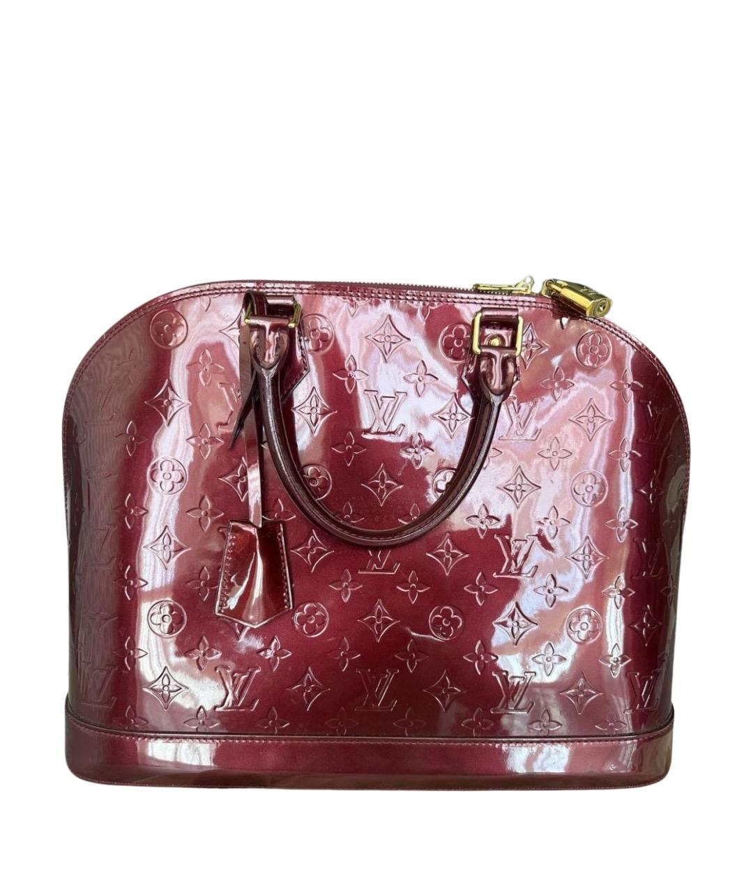 LOUIS VUITTON Бордовая сумка с короткими ручками из лакированной кожи, фото 1