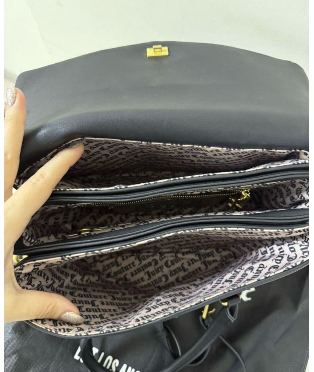 JUICY COUTURE Черная сумка тоут из искусственной кожи, фото 4