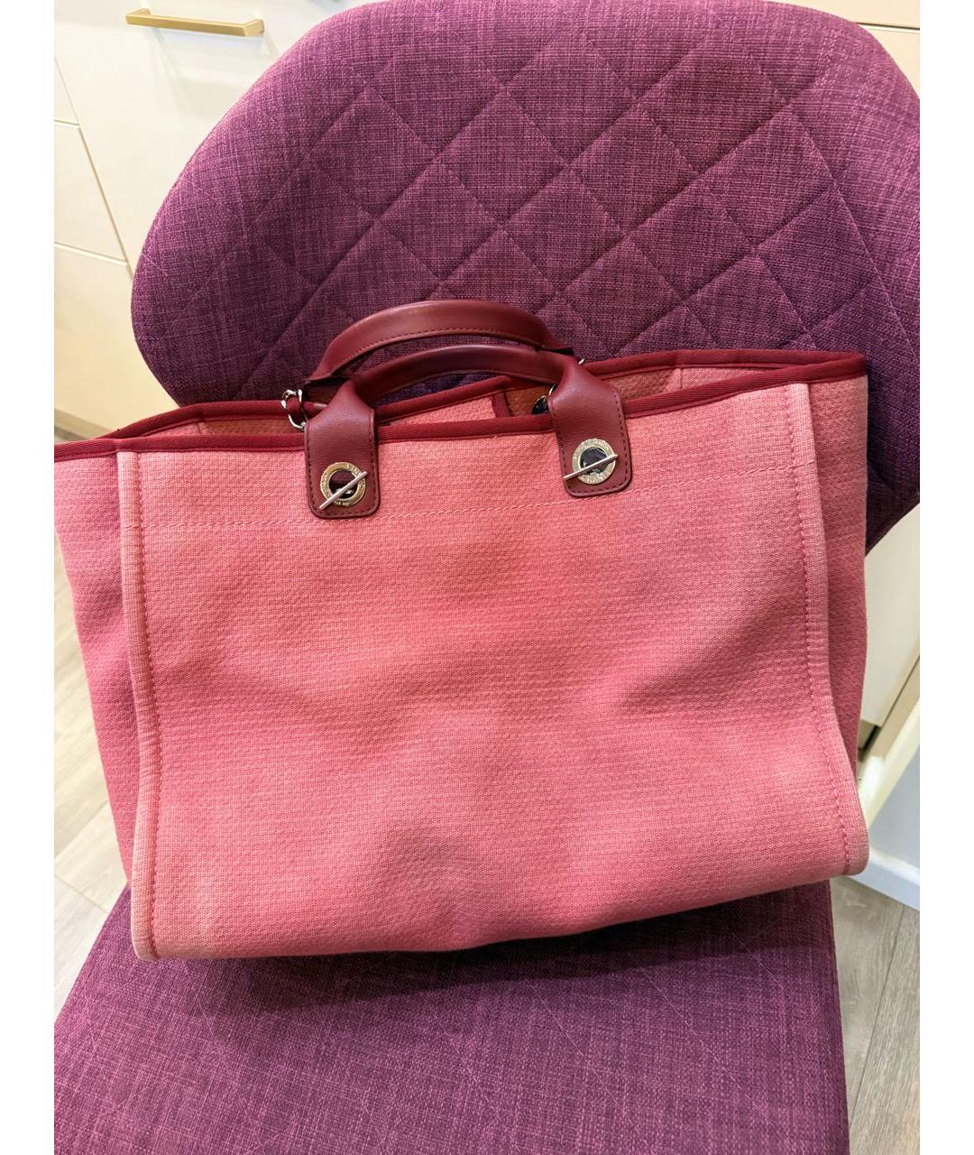 CHANEL Бордовая хлопковая пляжная сумка, фото 6