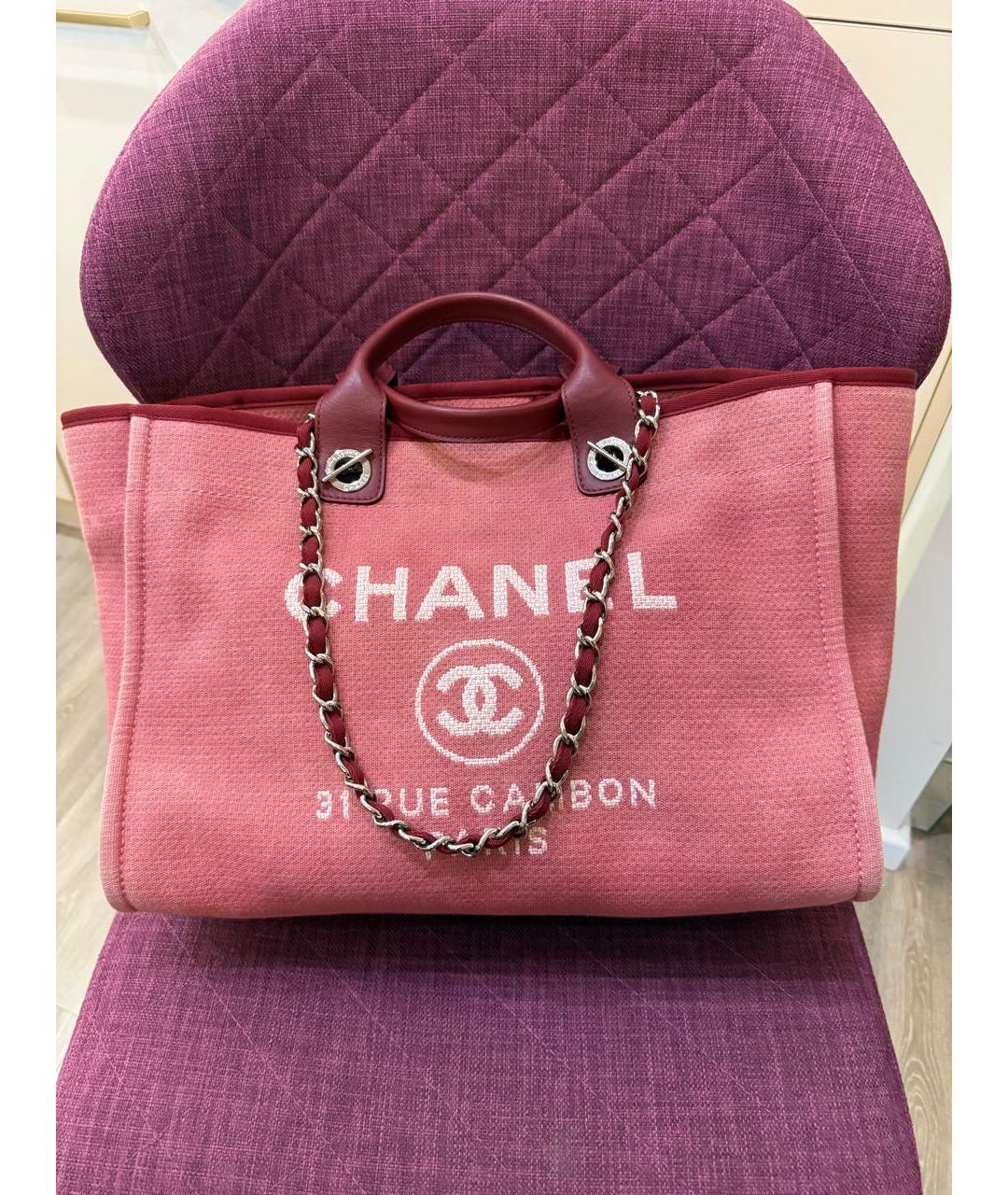 CHANEL Бордовая хлопковая пляжная сумка, фото 9