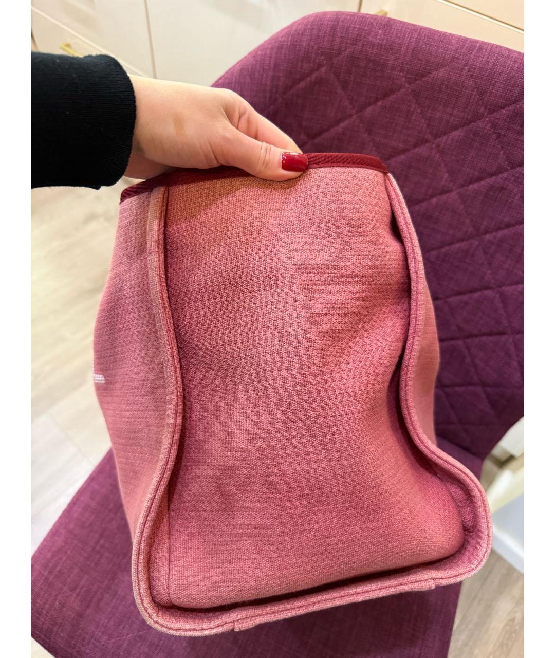 CHANEL Бордовая хлопковая пляжная сумка, фото 8