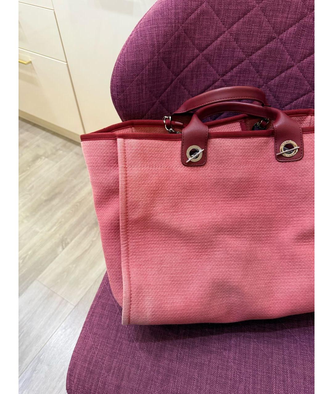 CHANEL Бордовая хлопковая пляжная сумка, фото 5