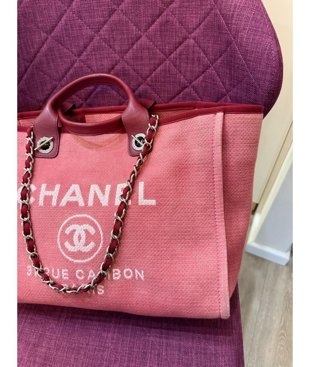 CHANEL Бордовая хлопковая пляжная сумка, фото 3