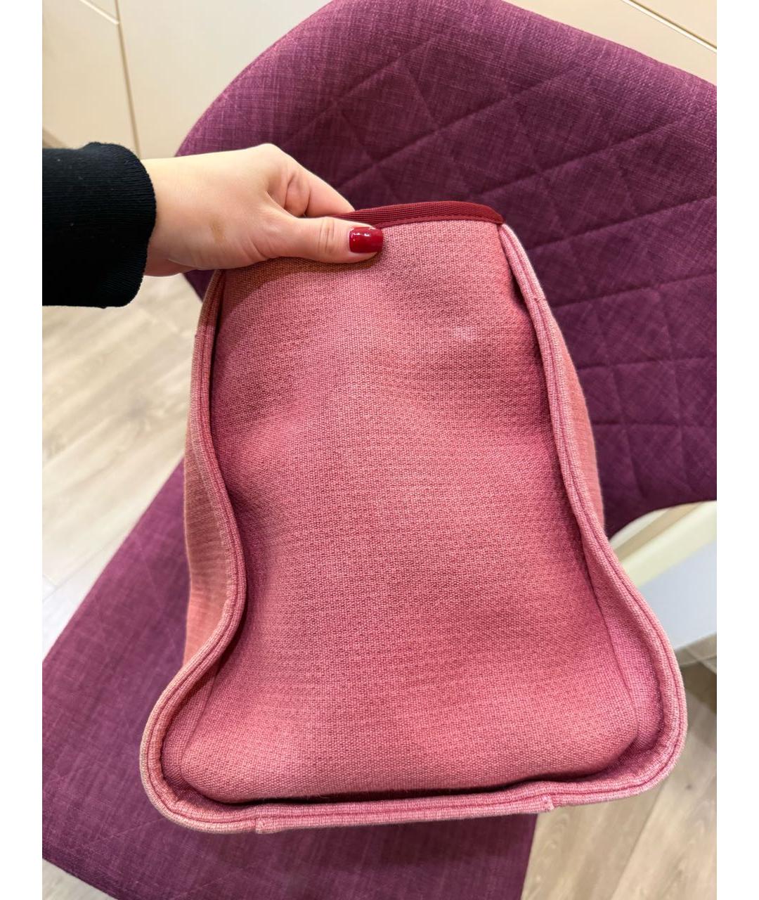 CHANEL Бордовая хлопковая пляжная сумка, фото 7