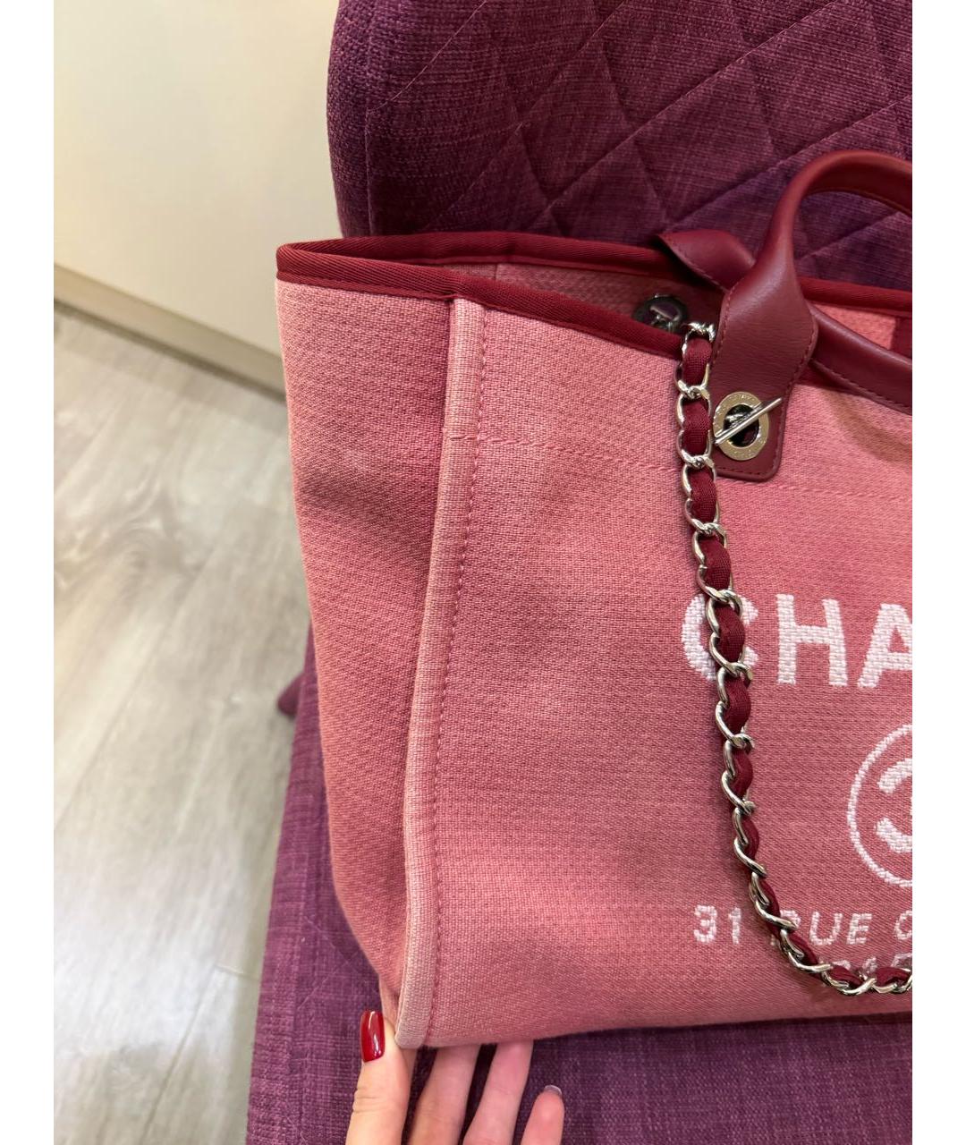 CHANEL Бордовая хлопковая пляжная сумка, фото 2