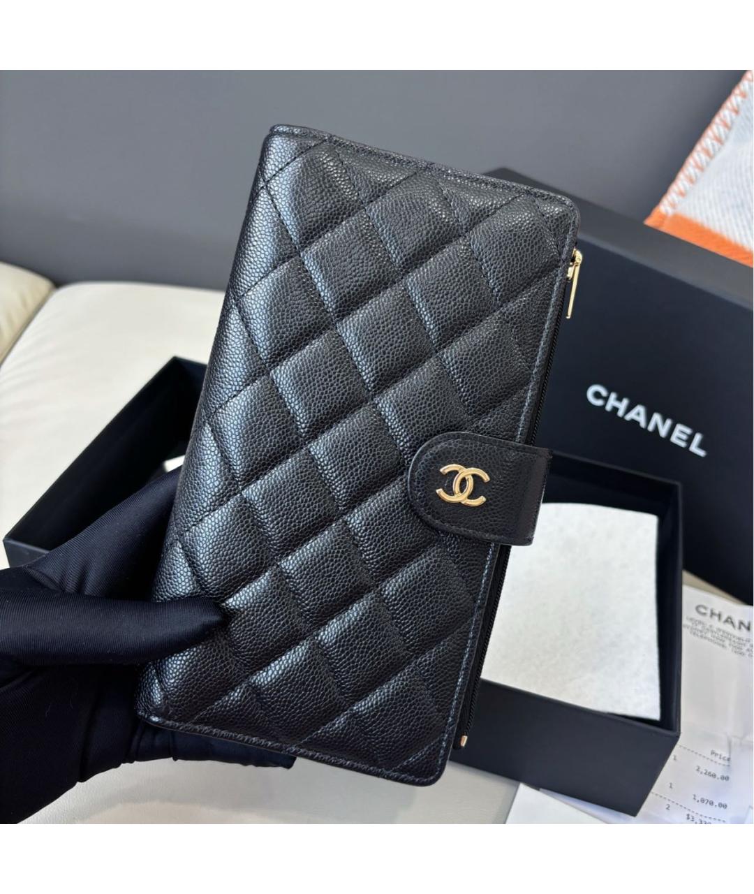 CHANEL Черный кожаный кошелек, фото 2