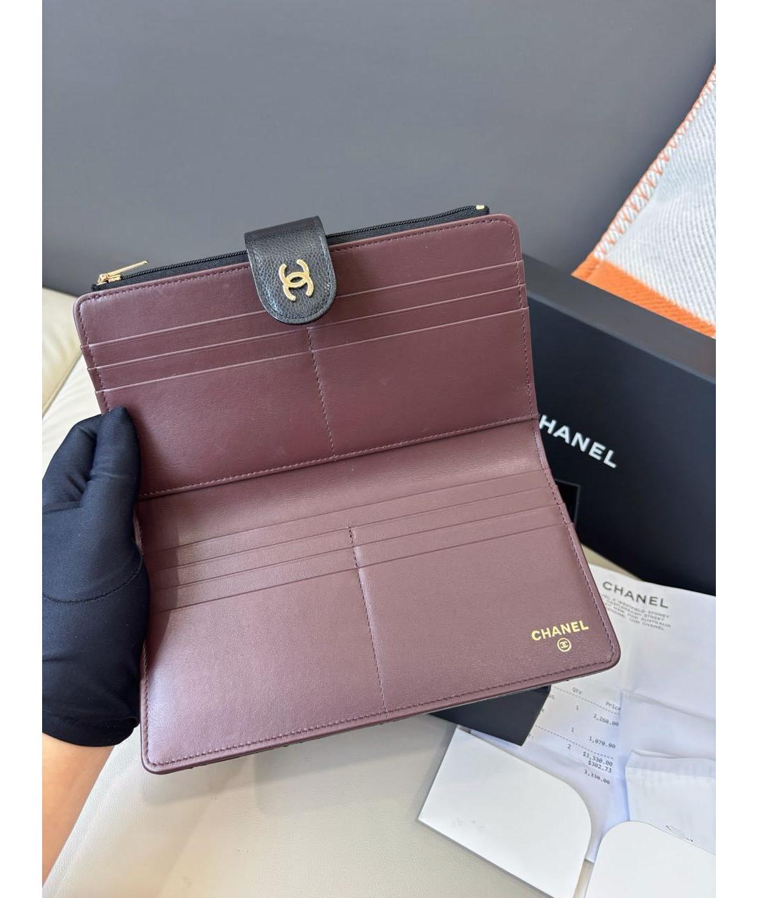 CHANEL Черный кожаный кошелек, фото 6