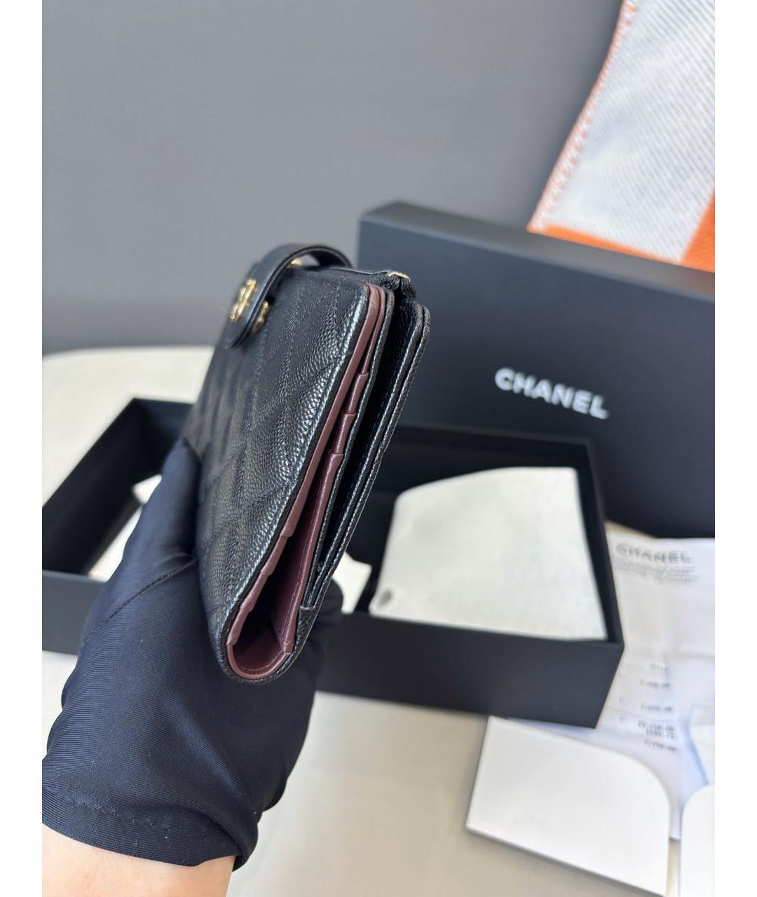 CHANEL Черный кожаный кошелек, фото 3