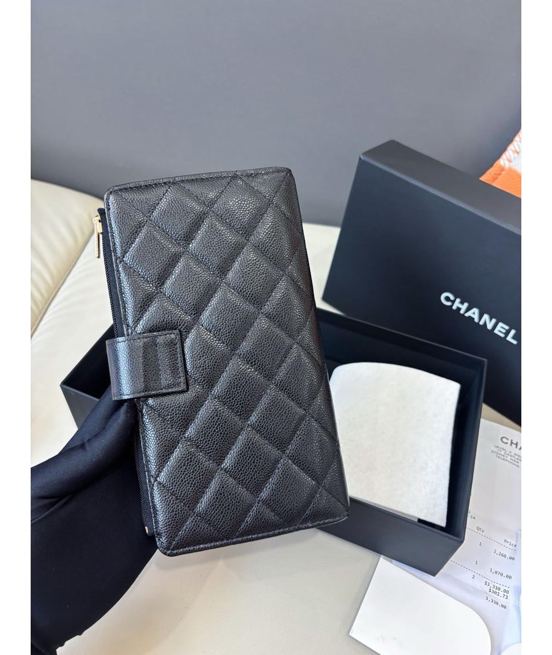 CHANEL Черный кожаный кошелек, фото 4